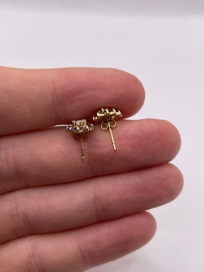9ct gold opal and amethyst earrings
