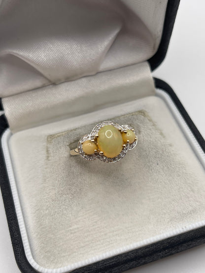 9ct gold opal and diamond ring