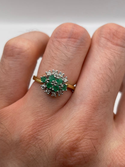 18ct gold emerald and diamond ring