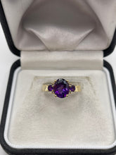 Load image into Gallery viewer, 9ct gold amethyst and diamond ring
