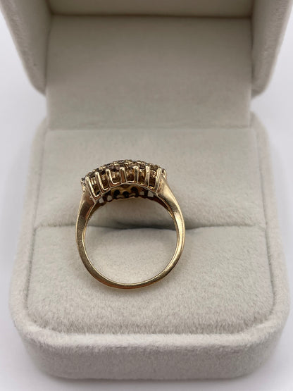 9ct gold cognac diamond cluster ring