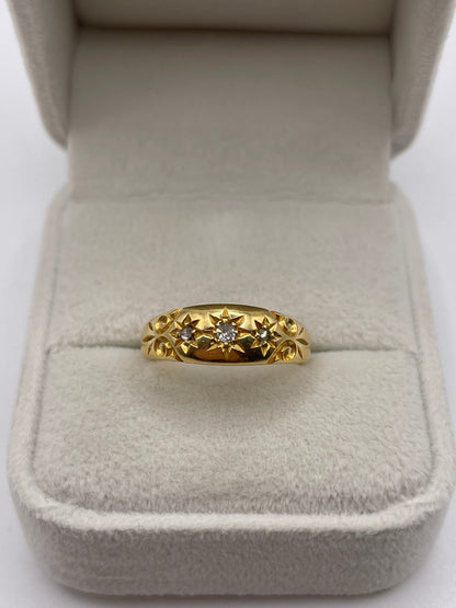 Antique 18ct gold diamond gypsy ring