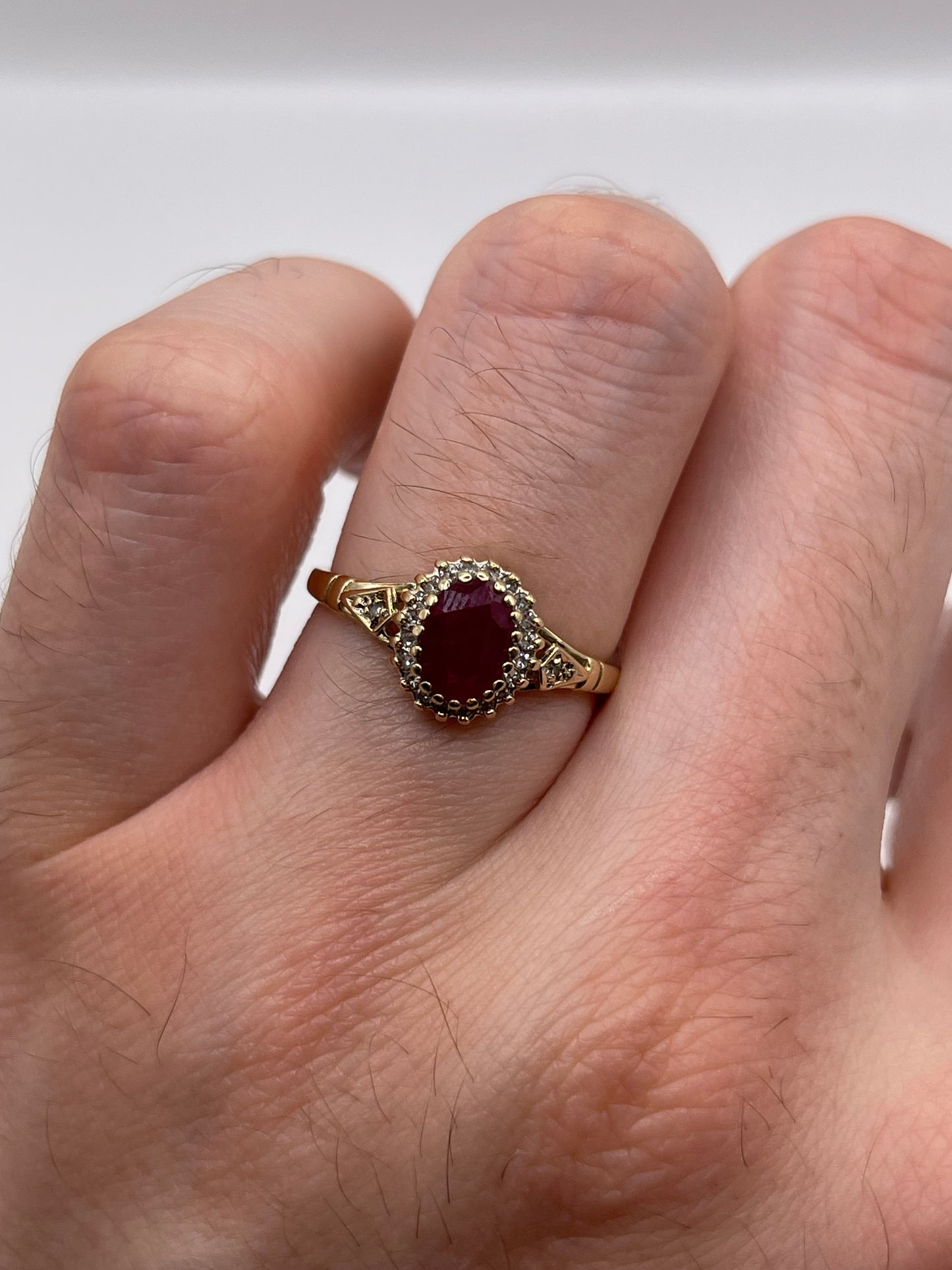 9ct gold ruby and diamond ring
