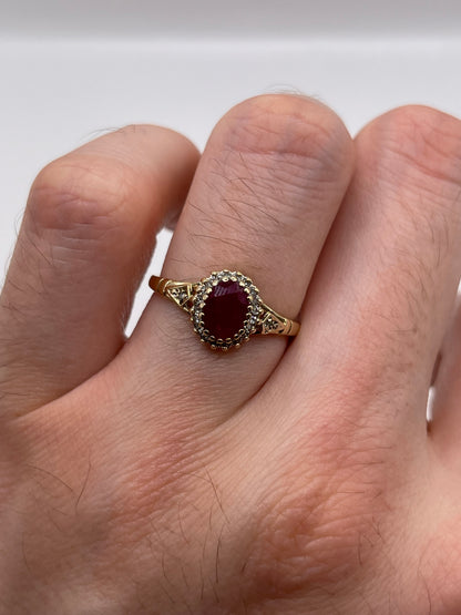 9ct gold ruby and diamond ring