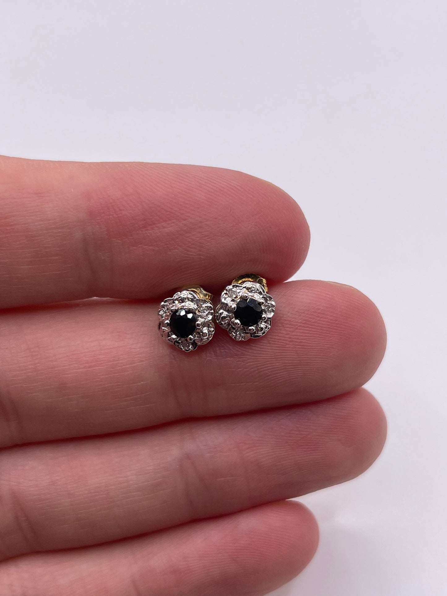 9ct gold sapphire and diamond earrings