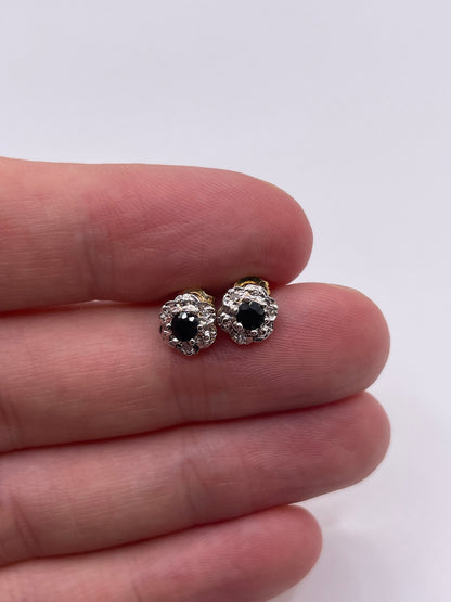 9ct gold sapphire and diamond earrings