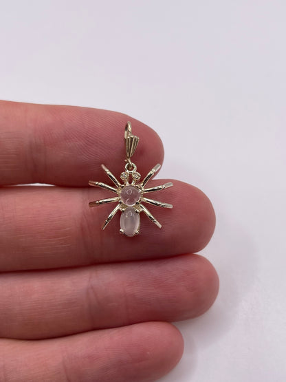 9ct gold moonstone and diamond spider pendant
