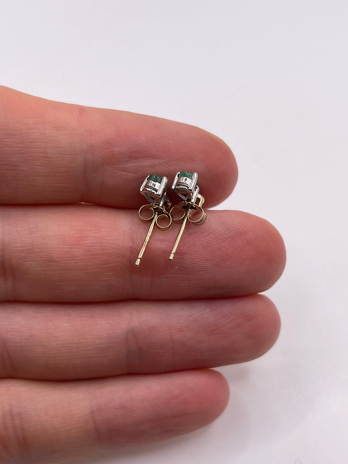 9ct gold emerald and diamond earrings