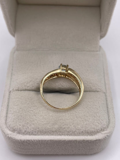 9ct gold aquamarine and pink sapphire ring