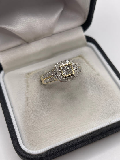 9ct gold diamond cluster ring