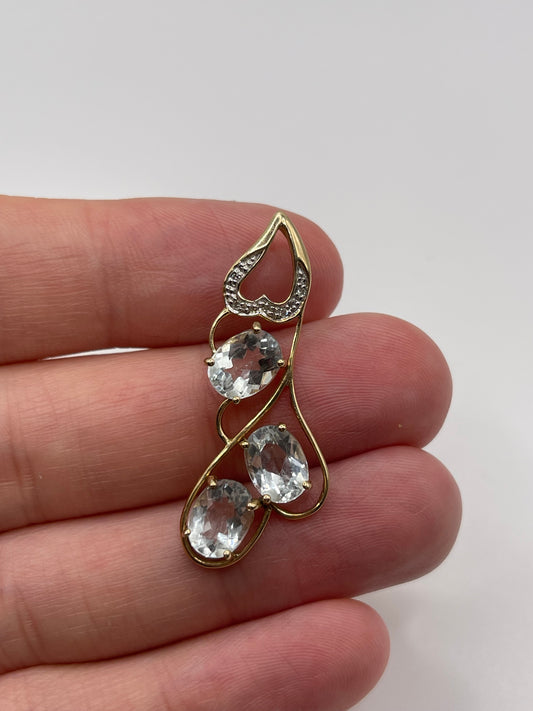 9ct gold aquamarine and diamond pendant