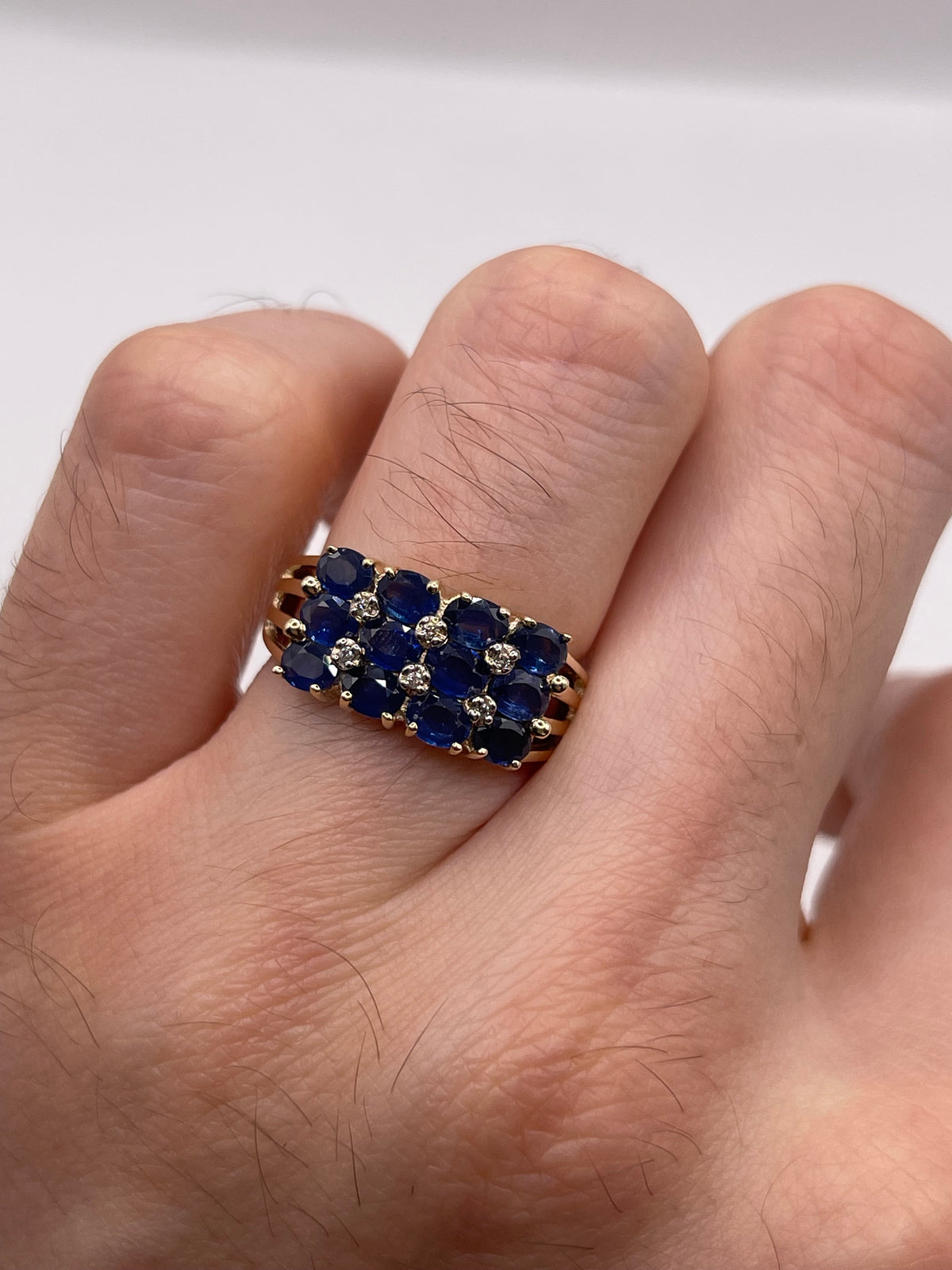 9ct gold kyanite and diamond ring