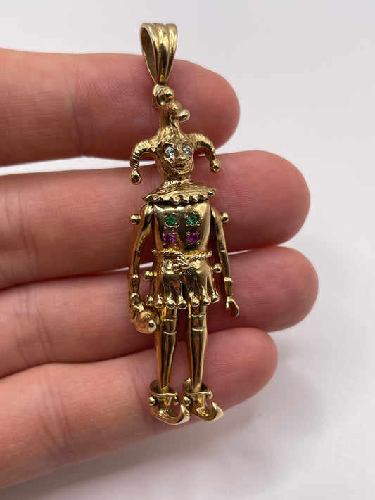 9ct gold articulated jester pendant