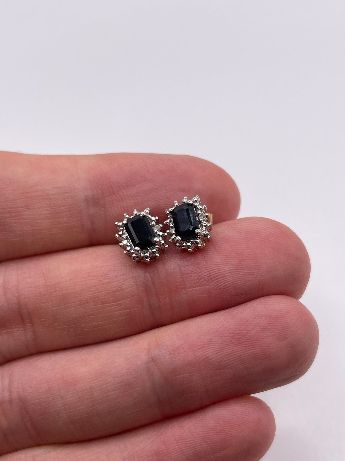9ct gold sapphire and diamond earrings
