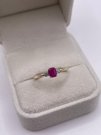 9ct gold ruby and diamond ring