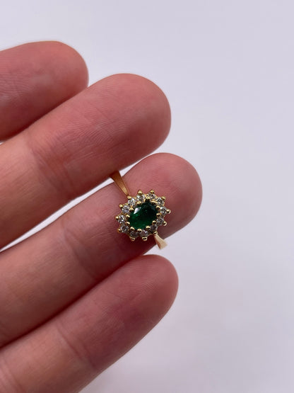 18ct gold emerald and diamond ring
