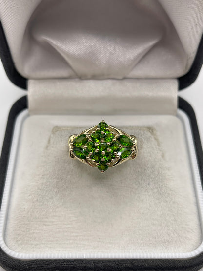 9ct gold diopside cluster ring