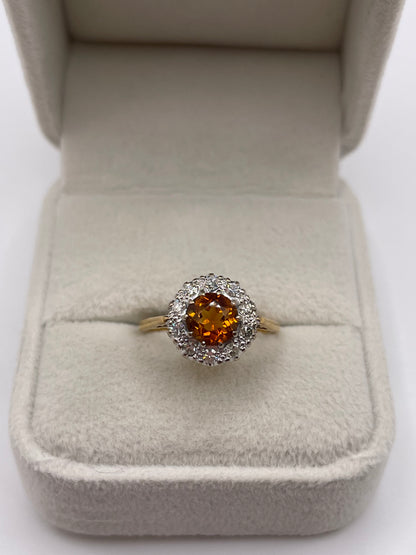 18ct gold citrine and diamond ring