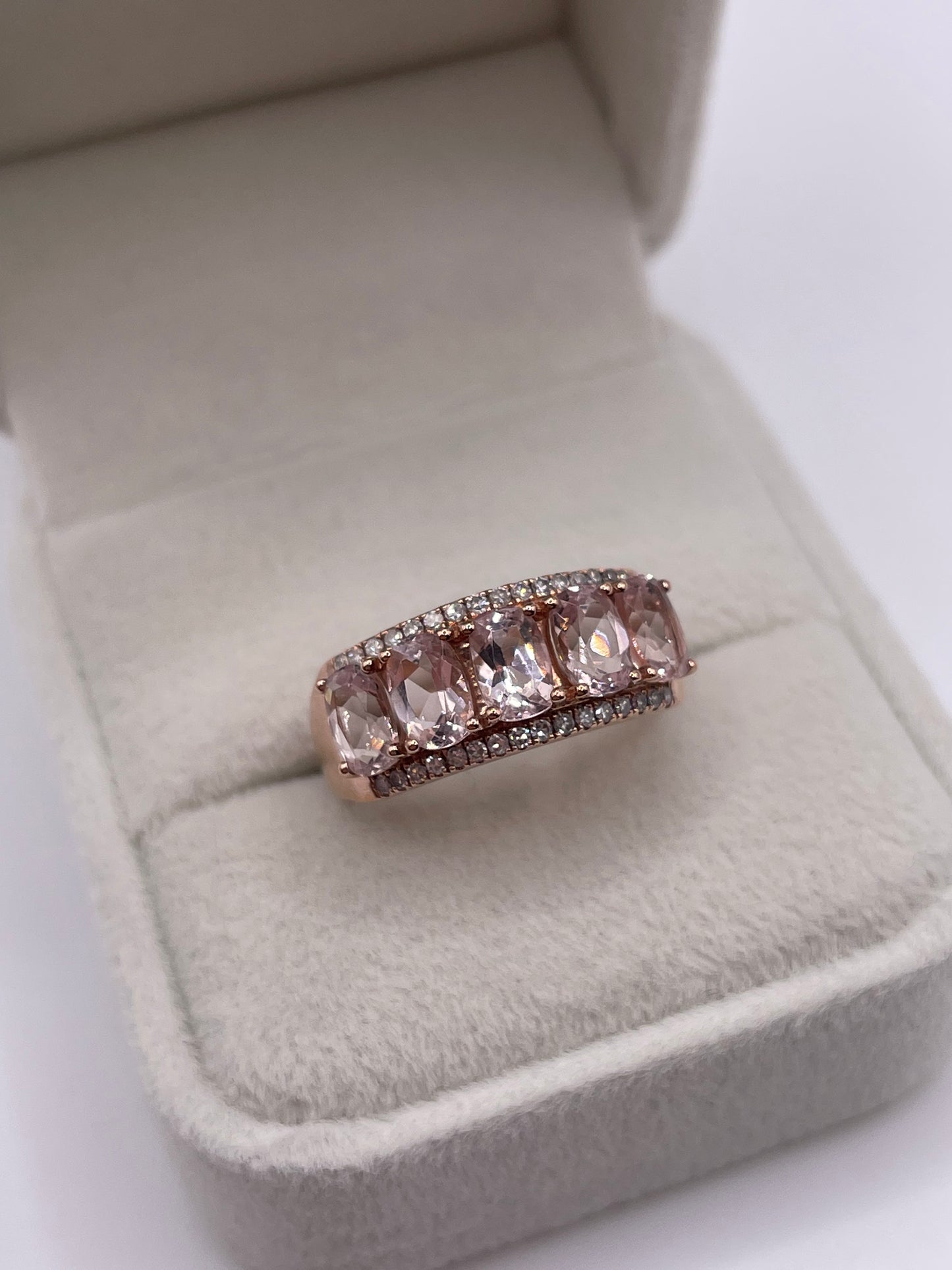 9ct rose gold morganite and diamond ring