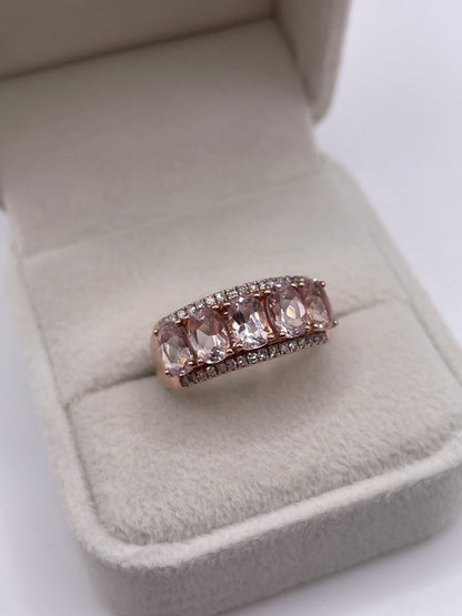 9ct rose gold morganite and diamond ring