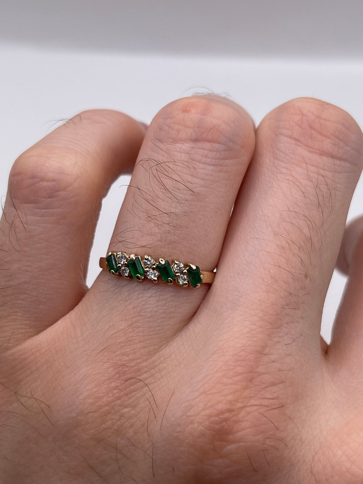 9ct gold emerald and diamond ring