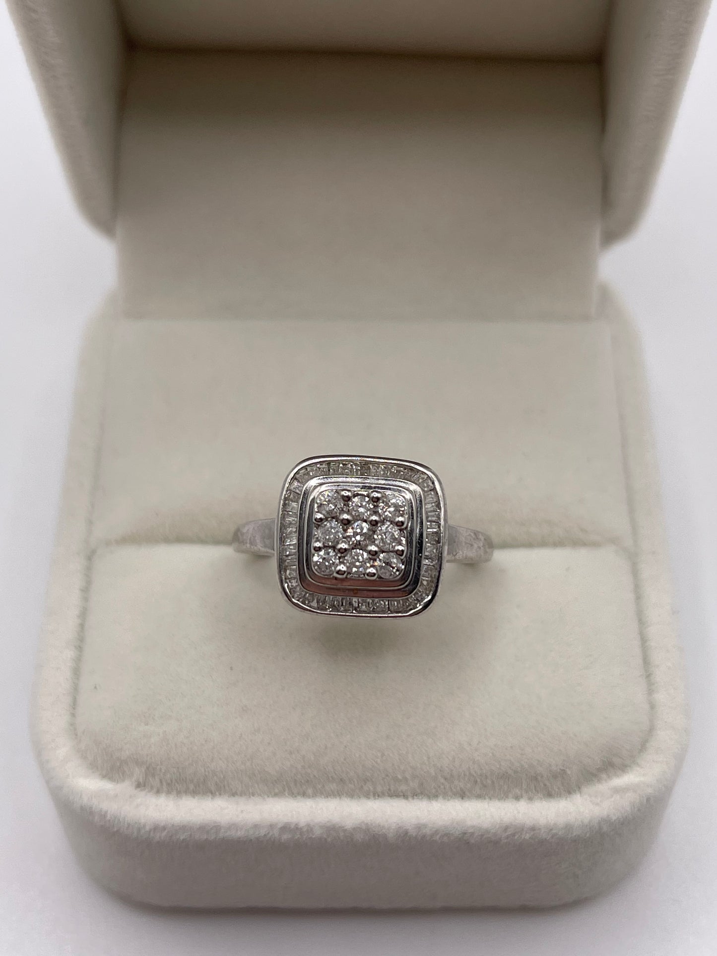 9ct white gold diamond cluster ring