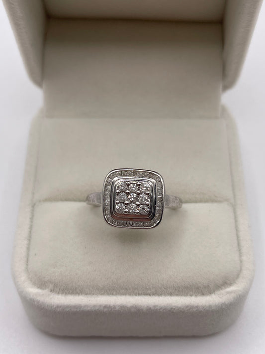 9ct white gold diamond cluster ring
