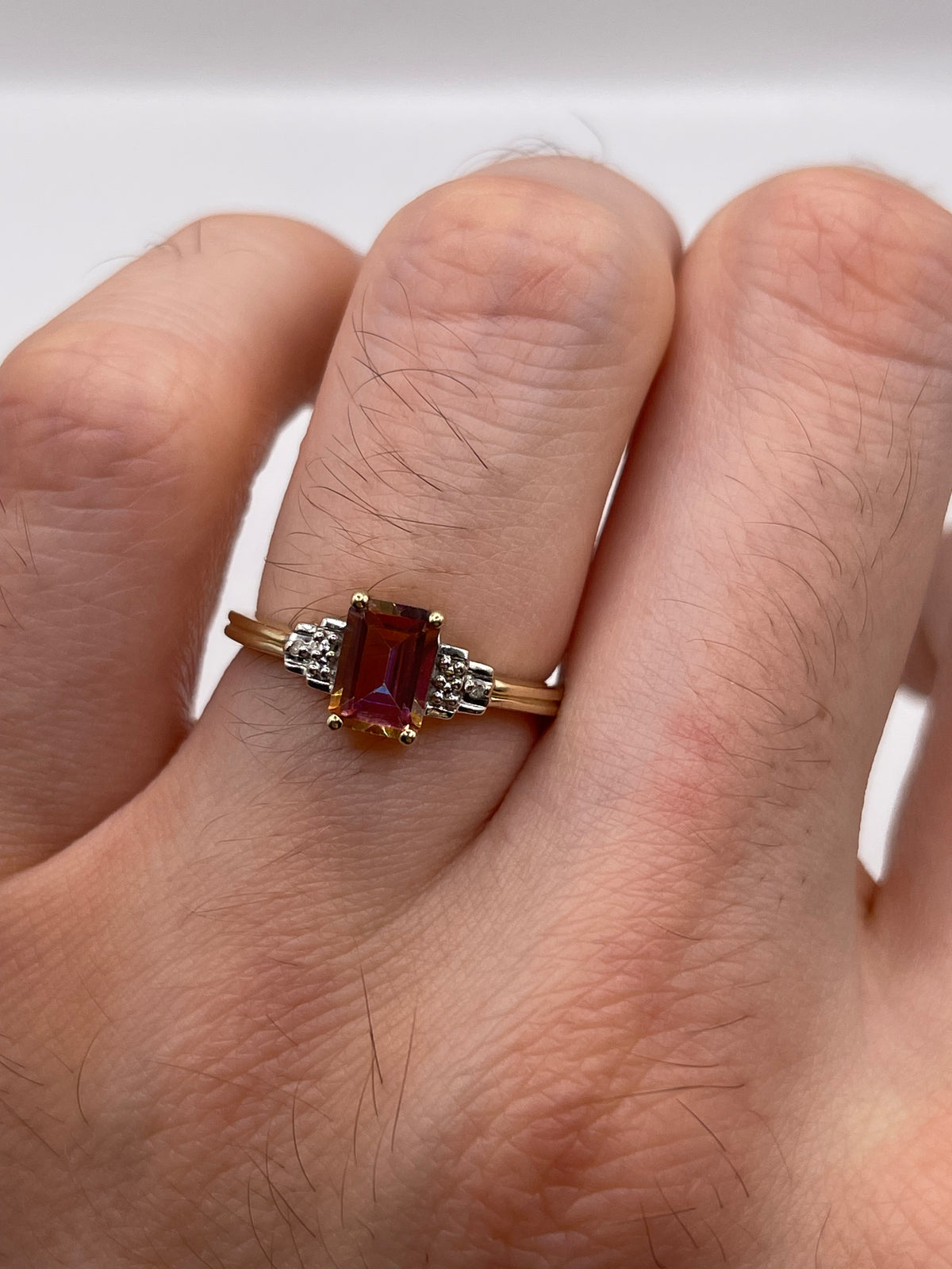 9ct gold topaz and diamond ring