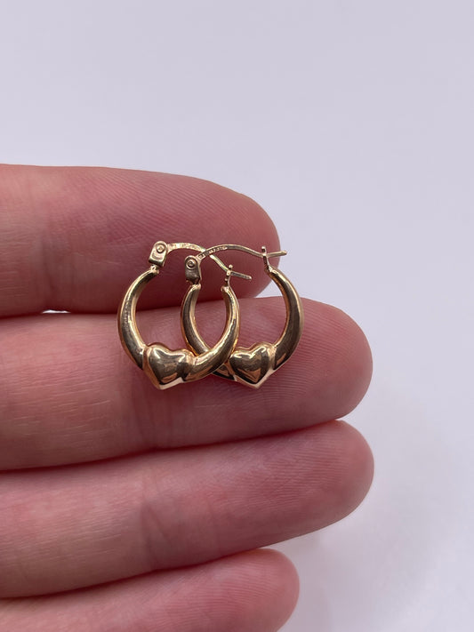 9ct gold heart creole earrings