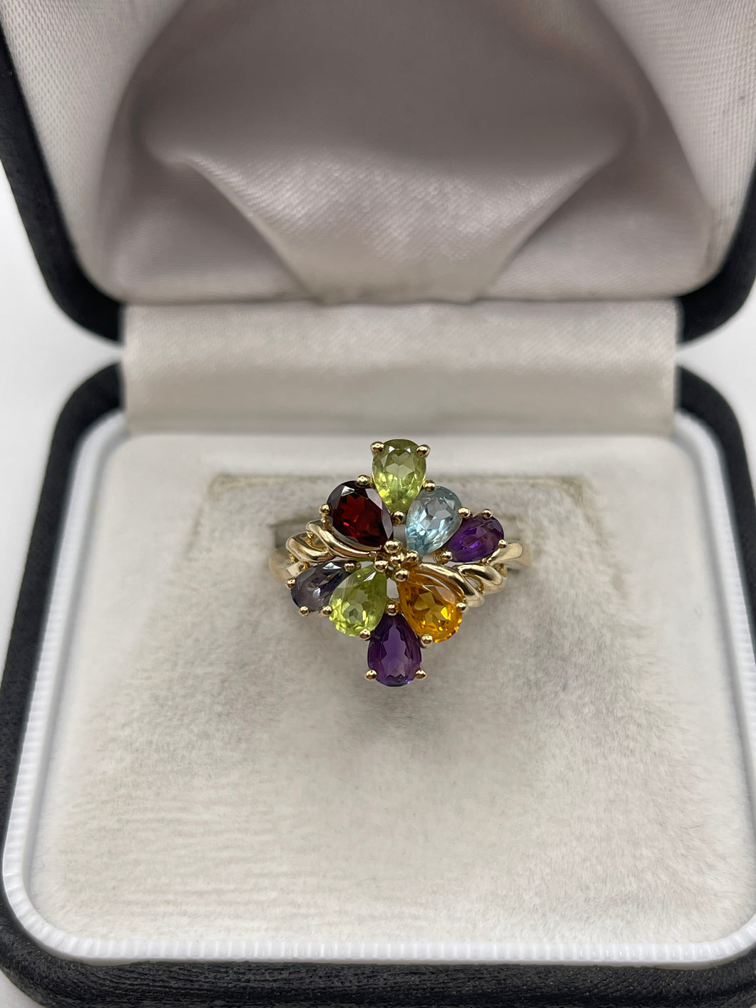 9ct gold multi gemstone ring