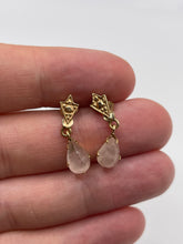 Load image into Gallery viewer, 9ct gold rose quartz earrings
