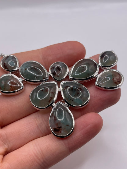 Silver aquaprase necklace
