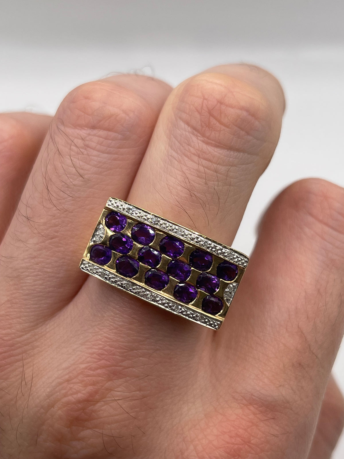 14ct gold amethyst and diamond ring