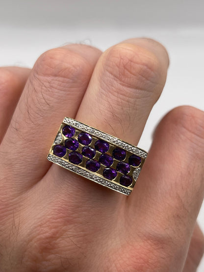 14ct gold amethyst and diamond ring
