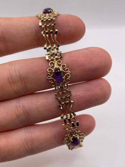 9ct gold amethyst padlock bracelet