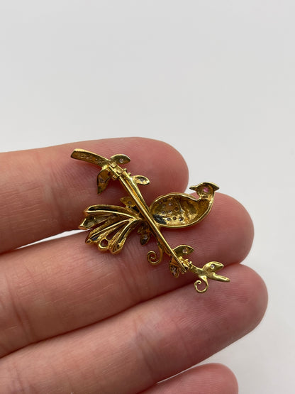 18ct gold gemstone and diamond brooch