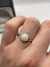 Load image into Gallery viewer, 9ct white gold opal and zircon ring
