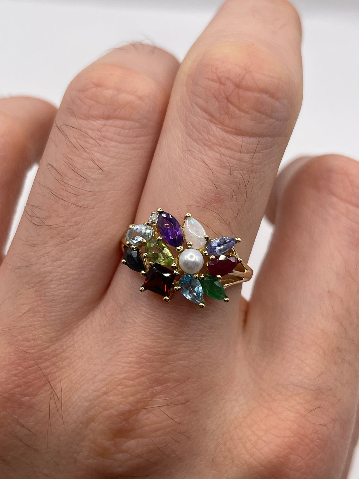 9ct gold multi gemstone ring