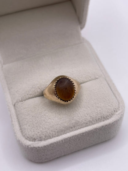 9ct gold tigers eye signet ring