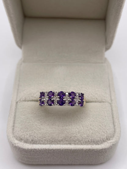 9ct gold amethyst and diamond ring