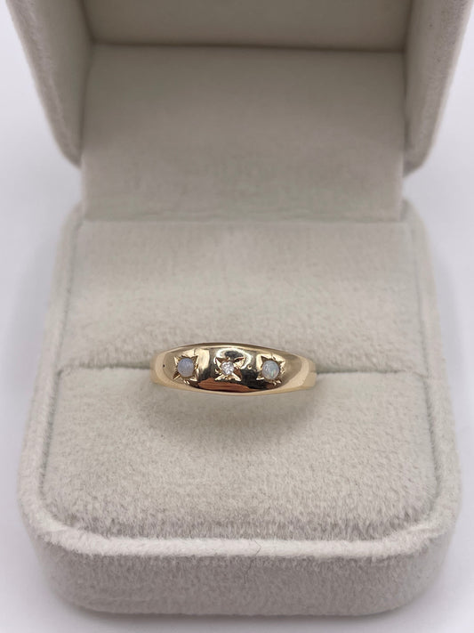 9ct gold opal and diamond gypsy ring