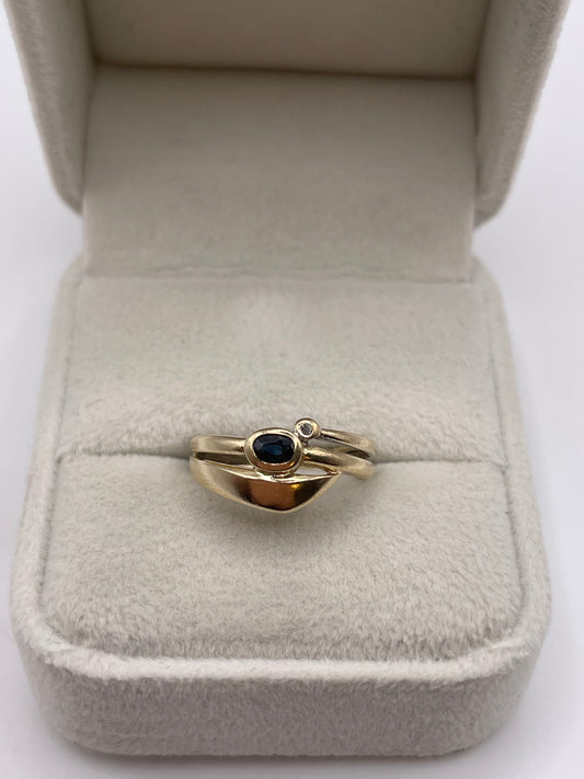 9ct gold sapphire and diamond ring