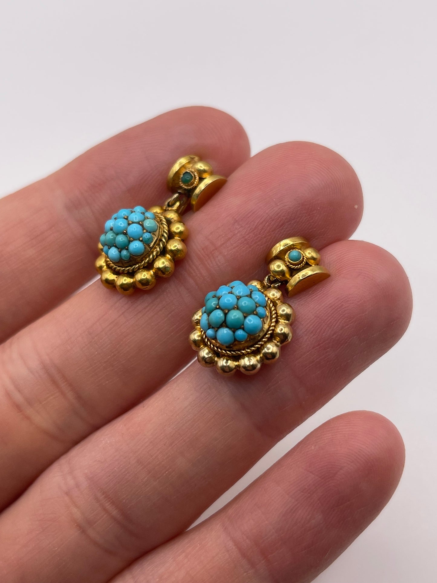 Antique 18ct gold turquoise earrings
