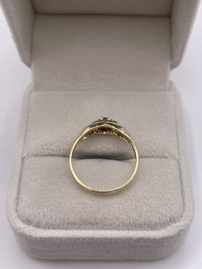 9ct gold emerald and diamond ring