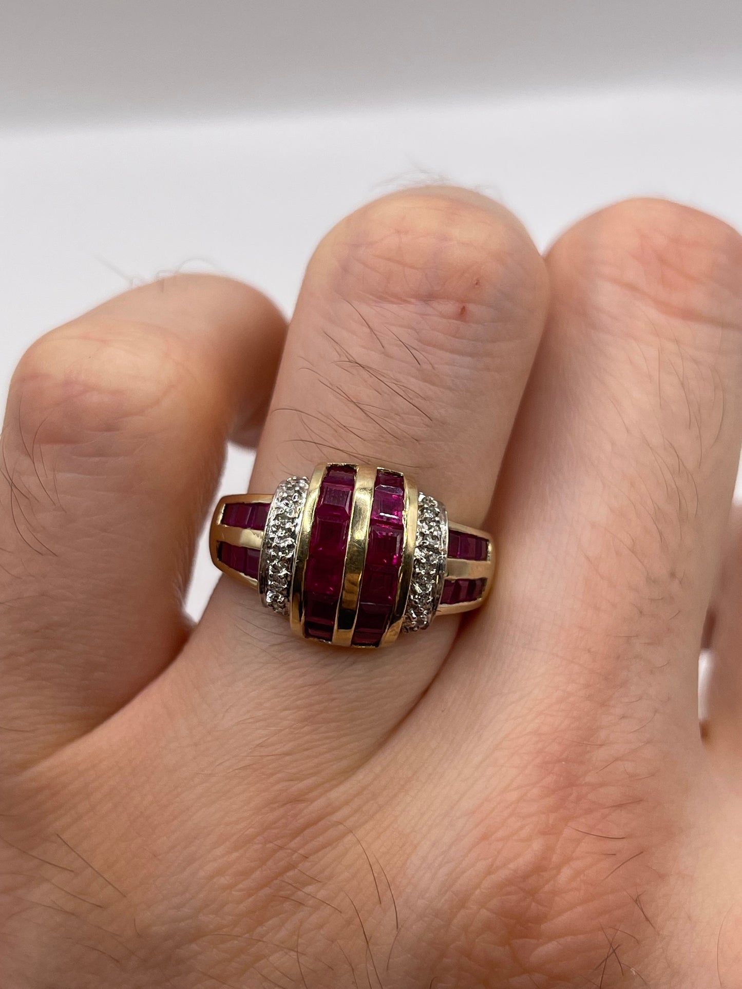 9ct gold ruby and diamond ring