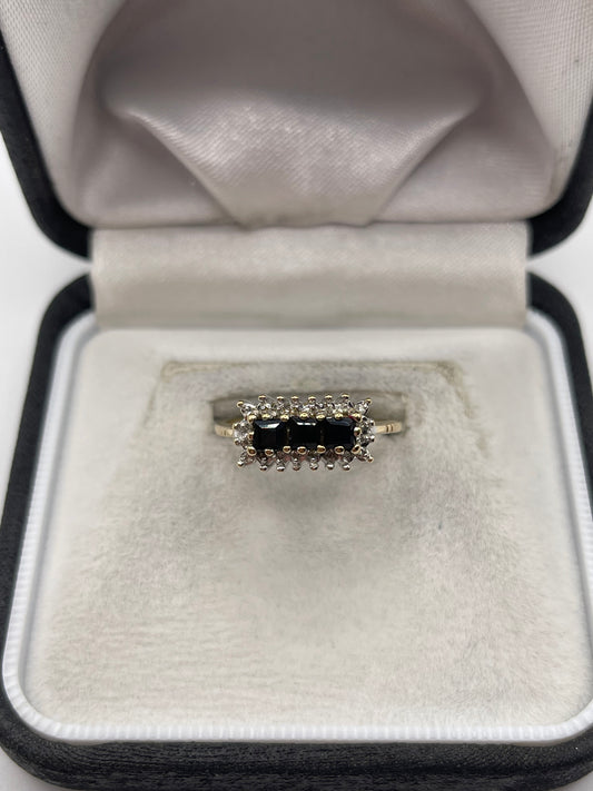 9ct gold sapphire and diamond ring