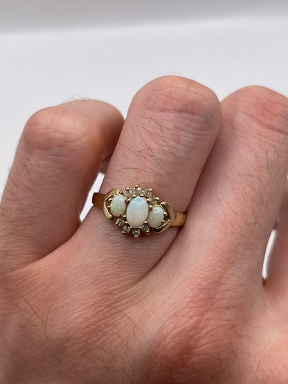 9ct gold opal and diamond ring
