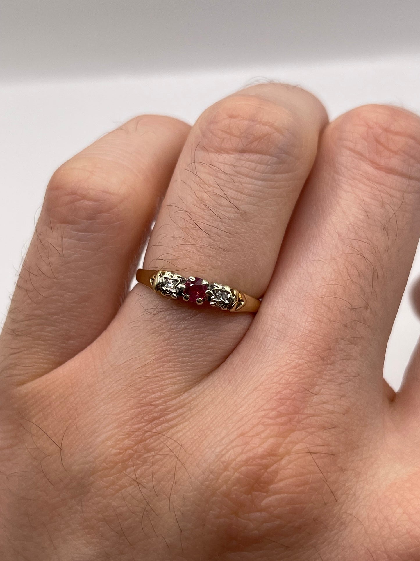 9ct gold ruby and diamond ring