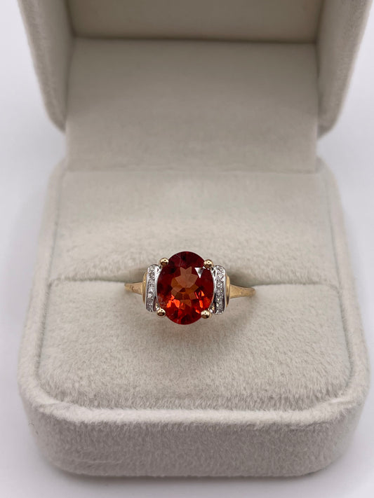 9ct gokd quartz and diamond ring