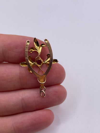 9ct rose gold paste wishbone pendant